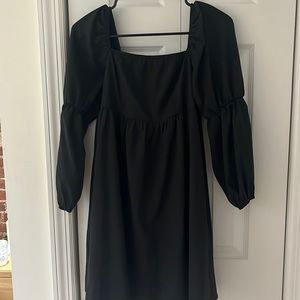 Black long sleeve babydoll dress